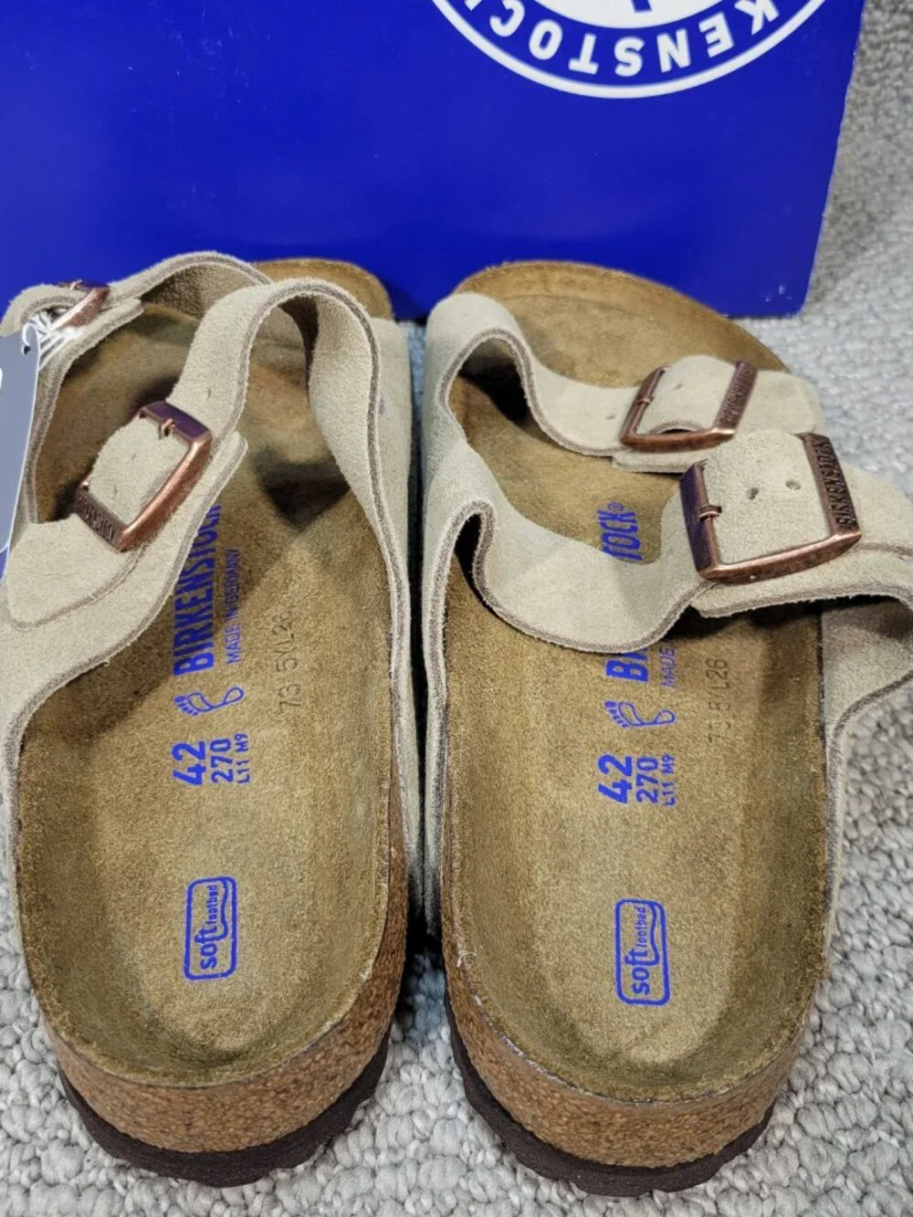 Birkenstock Arizona Unisex Size 42 L11 M9 Regular Taupe Suede Slide Sandals